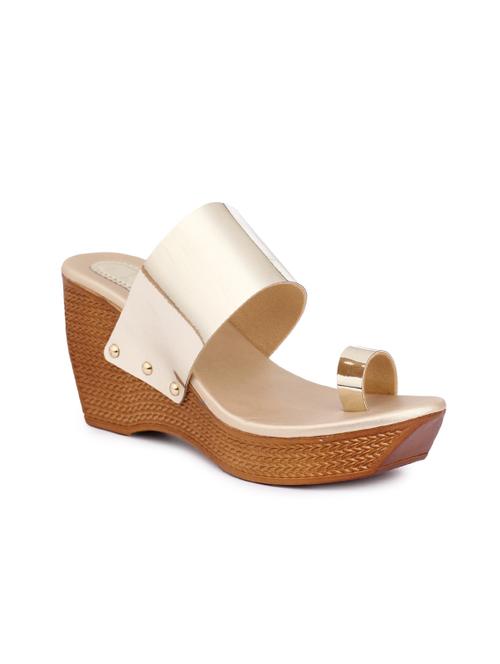 gold platforms wedges - 17155531 - Standard Image - 1