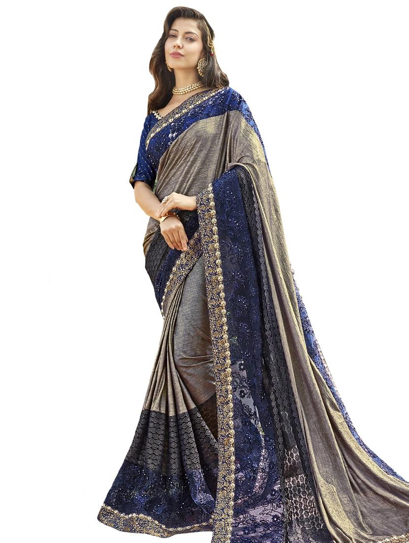self design embroidered saree with blouse - 17155684 - Zoom Image - 1