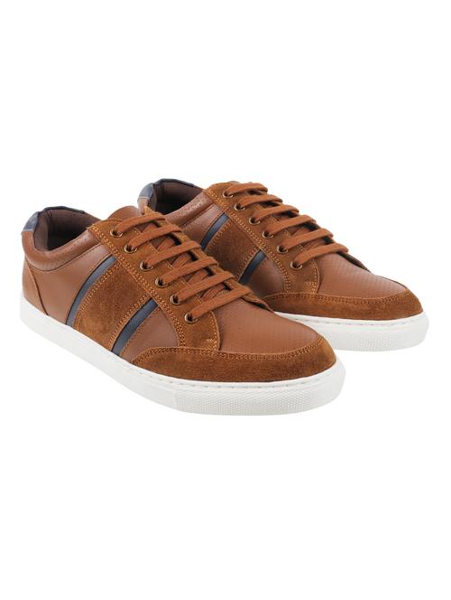 tan synthetic lace up sneakers - 17156483 - Standard Image - 1