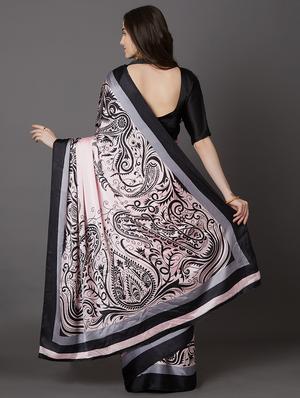 pastel printed saree with blouse - 17157892 - Standard Image - 2