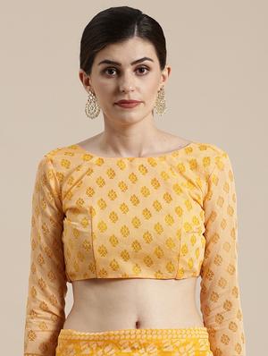 self printed saree with blouse - 17157910 - Standard Image - 3