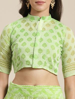 self printed saree with blouse - 17157912 - Standard Image - 3