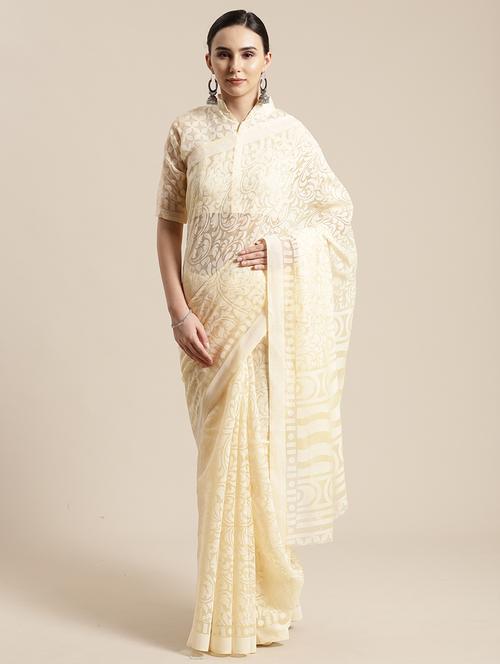 pastel printed saree with blouse - 17157913 - Standard Image - 1