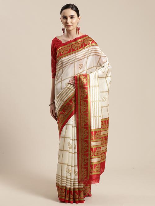 geometrical printed saree with blouse - 17157922 - Standard Image - 1