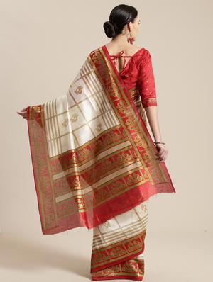 geometrical printed saree with blouse - 17157922 - Standard Image - 2