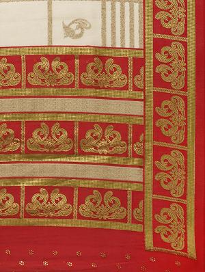 geometrical printed saree with blouse - 17157922 - Standard Image - 4