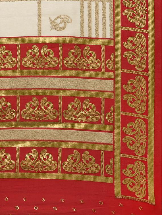 geometrical printed saree with blouse - 17157922 - Zoom Image - 4