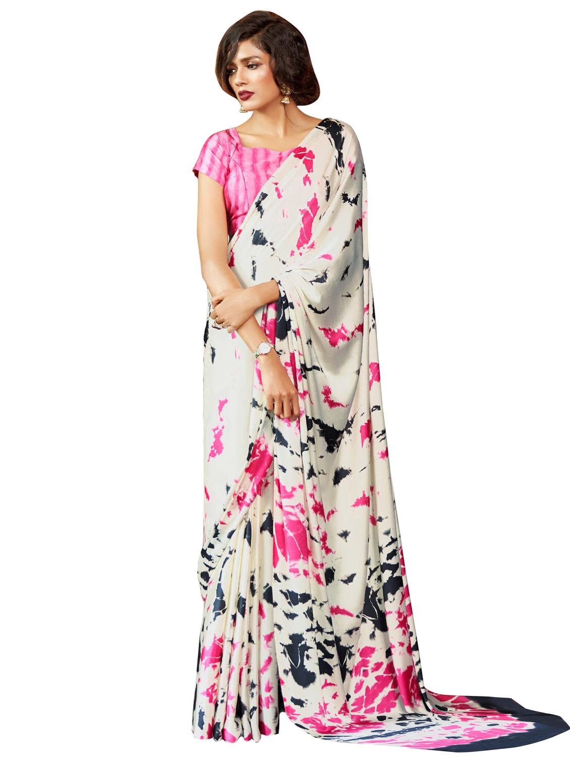 abstract printed saree with blouse - 17157954 - Zoom Image - 1