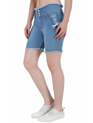 frayed hem denim shorts - 17158161 - Standard Image - 2