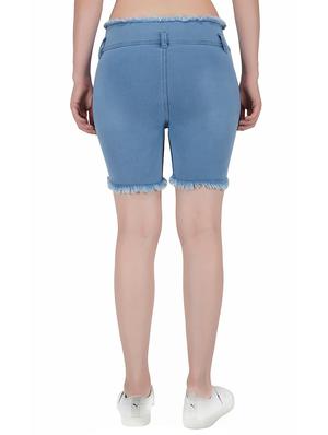 frayed hem denim shorts - 17158161 - Standard Image - 3