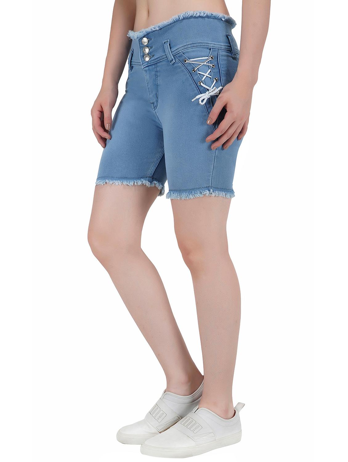 frayed hem denim shorts - 17158161 - Zoom Image - 2