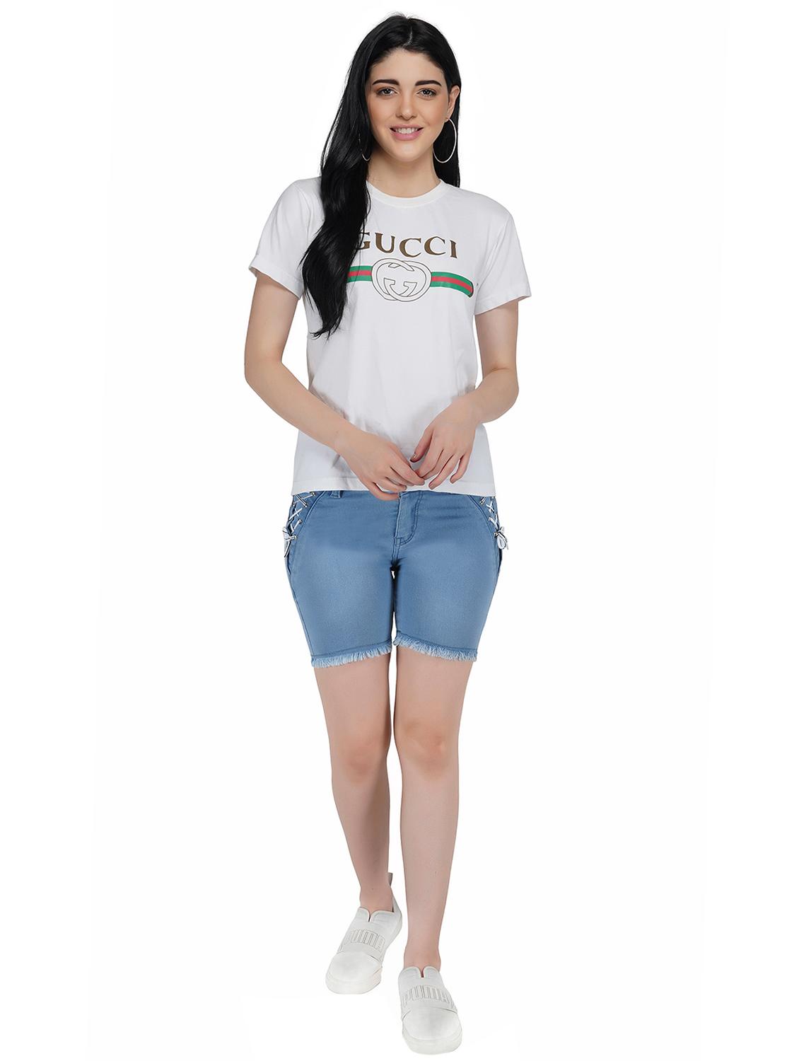 frayed hem denim shorts - 17158161 - Zoom Image - 4