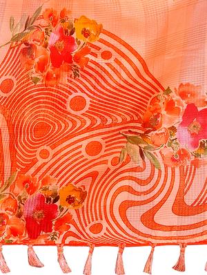 floral printed saree with blouse - 17158174 - Standard Image - 4