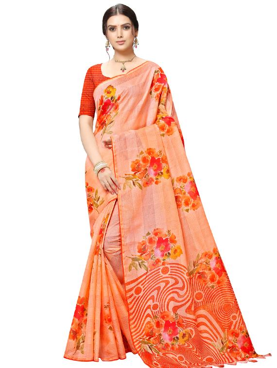 floral printed saree with blouse - 17158174 - Zoom Image - 1