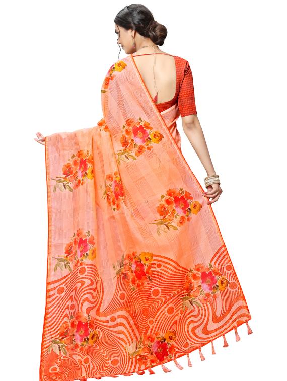 floral printed saree with blouse - 17158174 - Zoom Image - 2