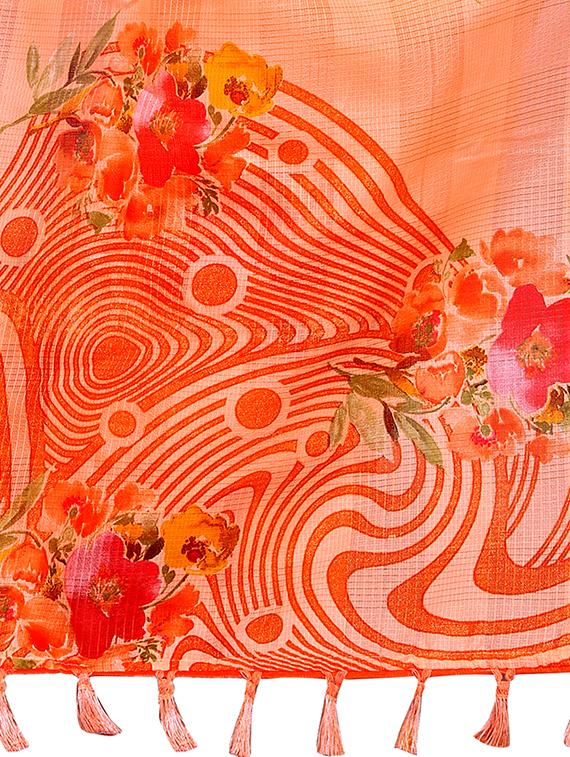 floral printed saree with blouse - 17158174 - Zoom Image - 4