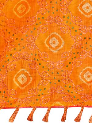 bandhani printed saree with blouse - 17158179 - Standard Image - 4