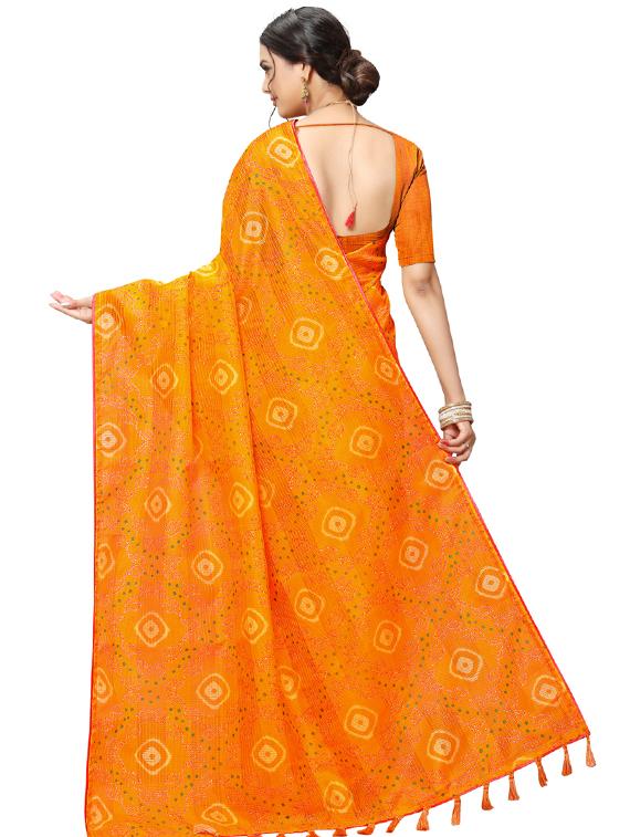bandhani printed saree with blouse - 17158179 - Zoom Image - 2
