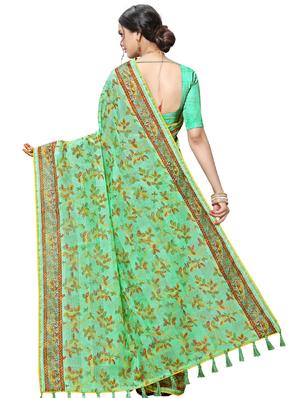 floral printed saree with blouse - 17158180 - Standard Image - 2