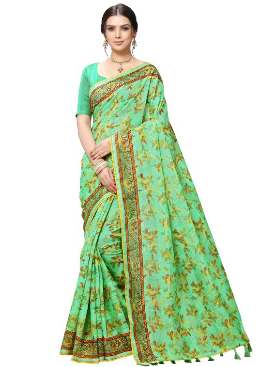 floral printed saree with blouse - 17158180 - Zoom Image - 1