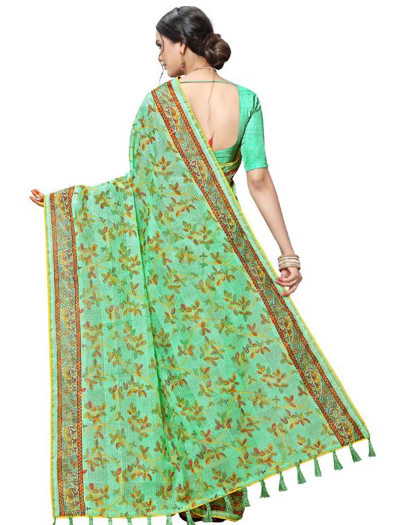floral printed saree with blouse - 17158180 - Zoom Image - 2