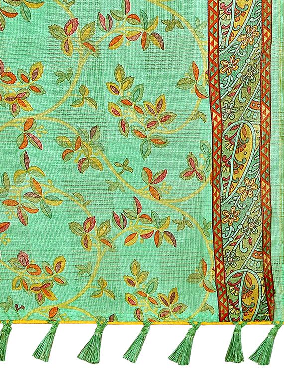 floral printed saree with blouse - 17158180 - Zoom Image - 4