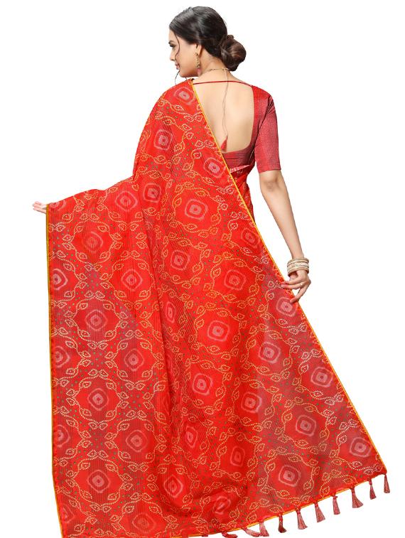 bandhani printed saree with blouse - 17158181 - Zoom Image - 2