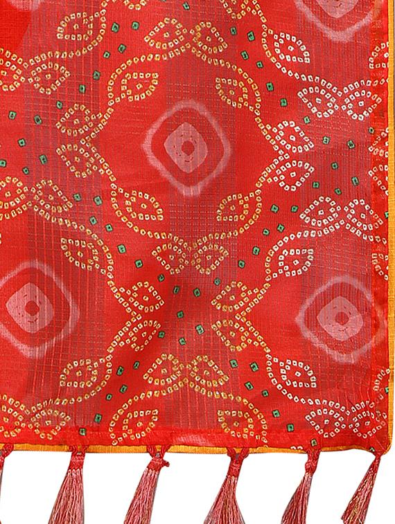 bandhani printed saree with blouse - 17158181 - Zoom Image - 4