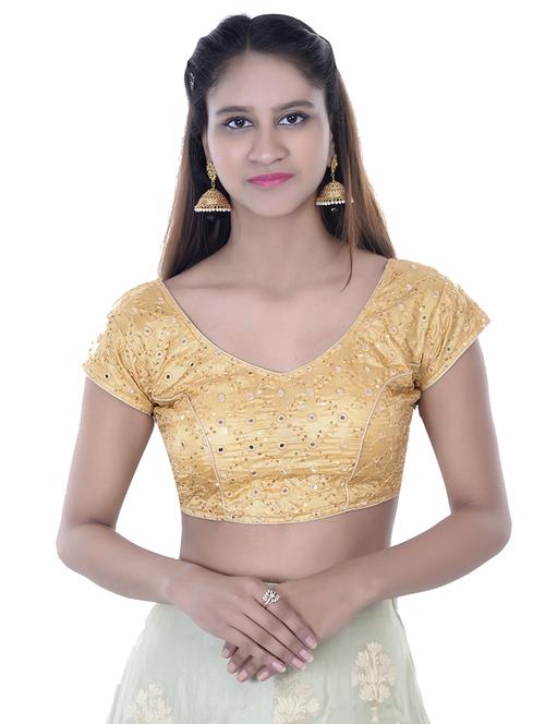 gold silk embroidered blouse - 17158185 - Standard Image - 1