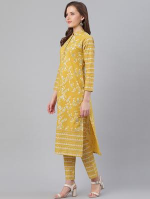 green cotton kurta salwar set - 17158232 - Standard Image - 2