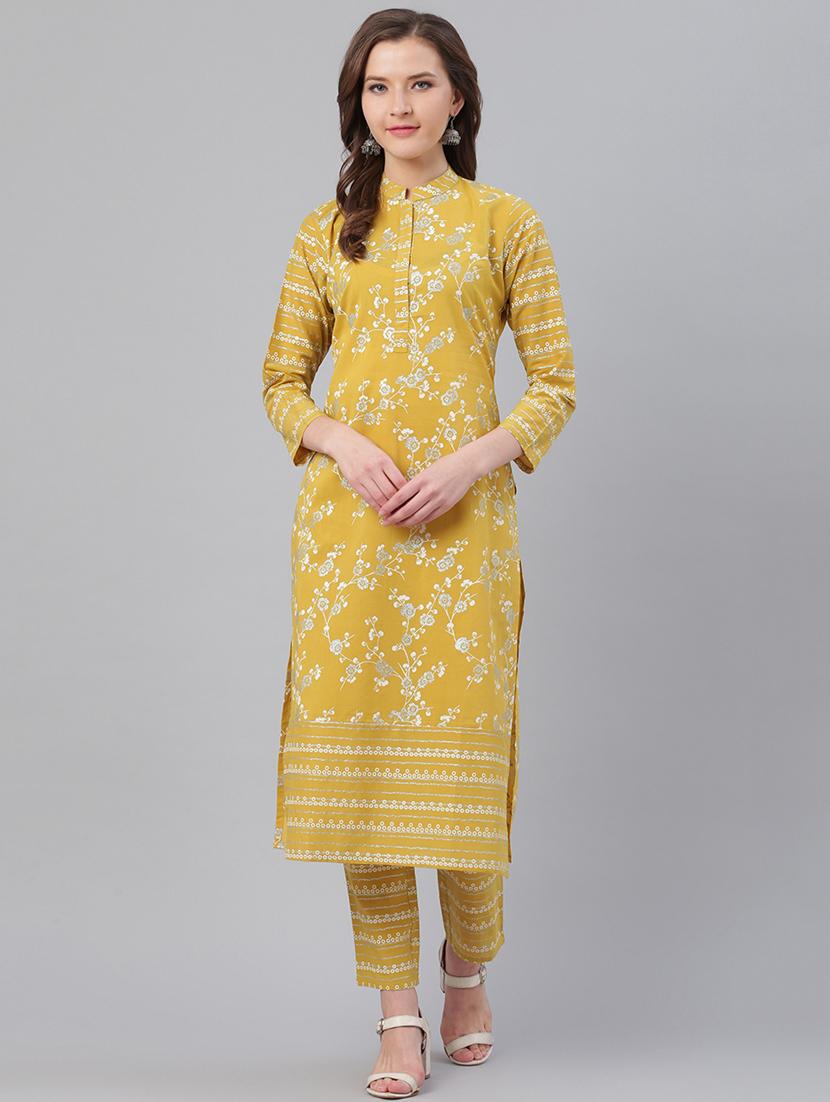 green cotton kurta salwar set - 17158232 - Zoom Image - 1