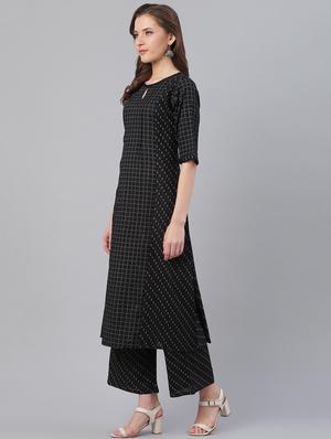 black viscose kurta salwar set - 17158237 - Standard Image - 2
