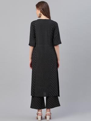 black viscose kurta salwar set - 17158237 - Standard Image - 3