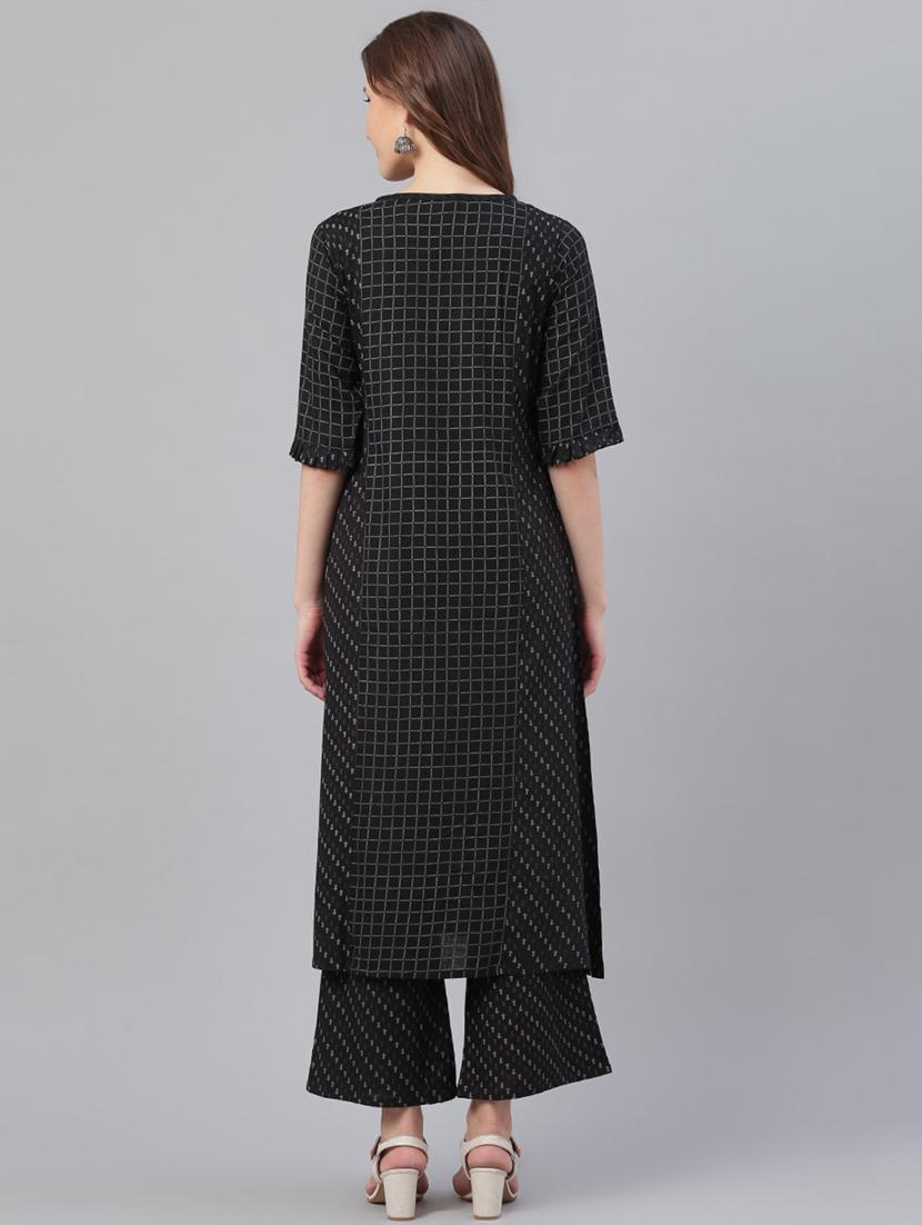 black viscose kurta salwar set - 17158237 - Zoom Image - 3