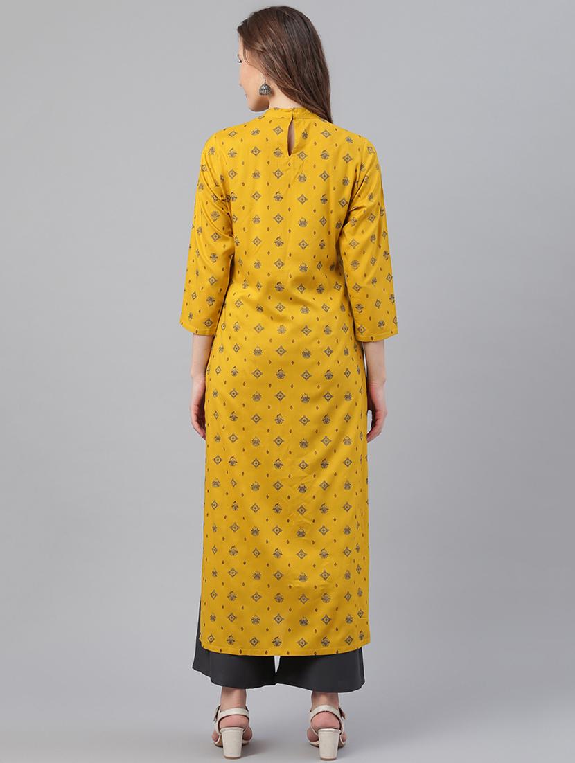 yellow viscose kurta salwar set - 17158238 - Zoom Image - 3