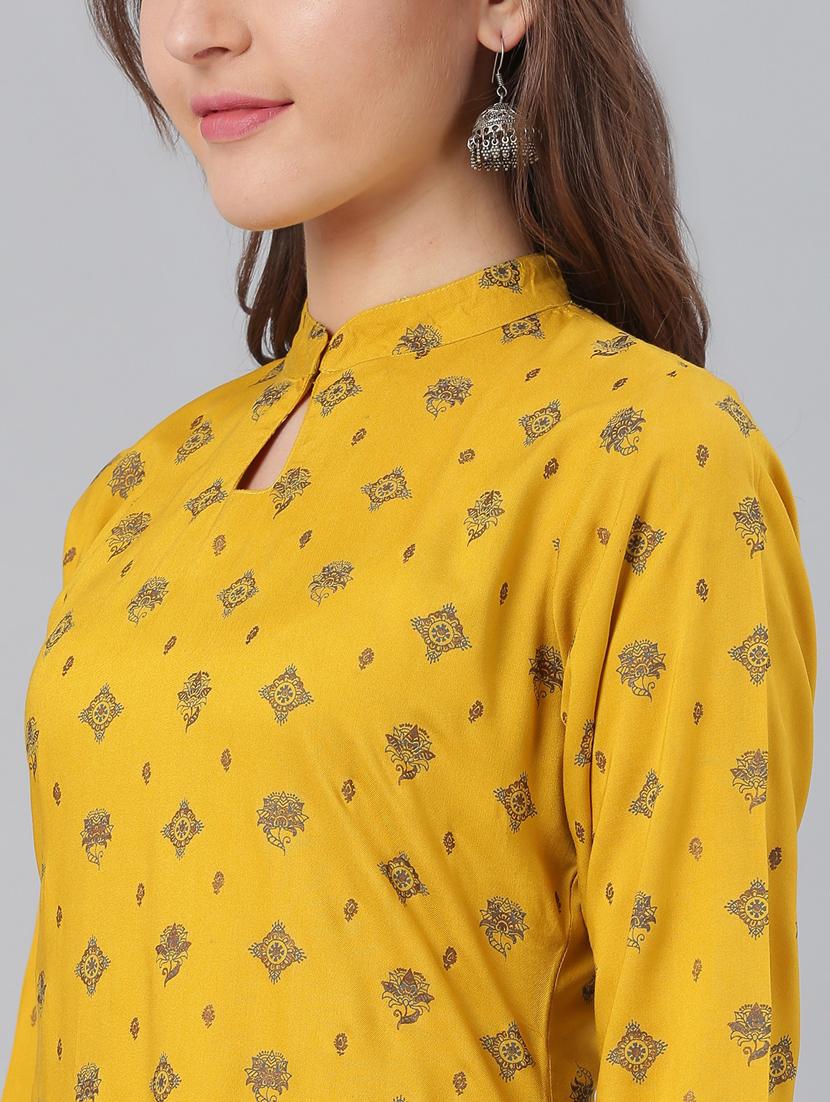 yellow viscose kurta salwar set - 17158238 - Zoom Image - 4