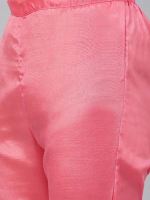 pink chanderi kurta salwar set - 17158241 - Standard Image - 5