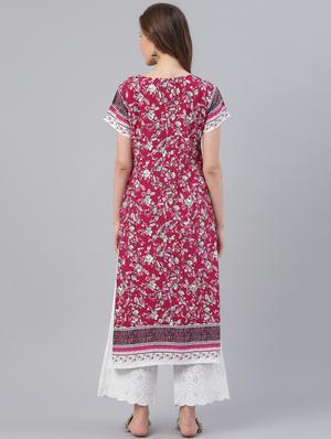 maroon viscose straight kurta - 17158242 - Standard Image - 3