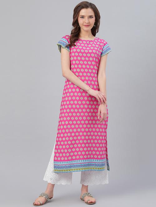 pink viscose straight kurta - 17158243 - Standard Image - 1
