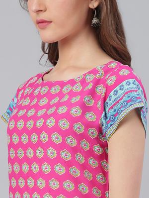 pink viscose straight kurta - 17158243 - Standard Image - 4