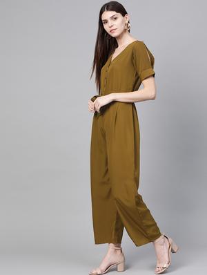 tie front full leg jumpsuit - 17158245 - Standard Image - 2