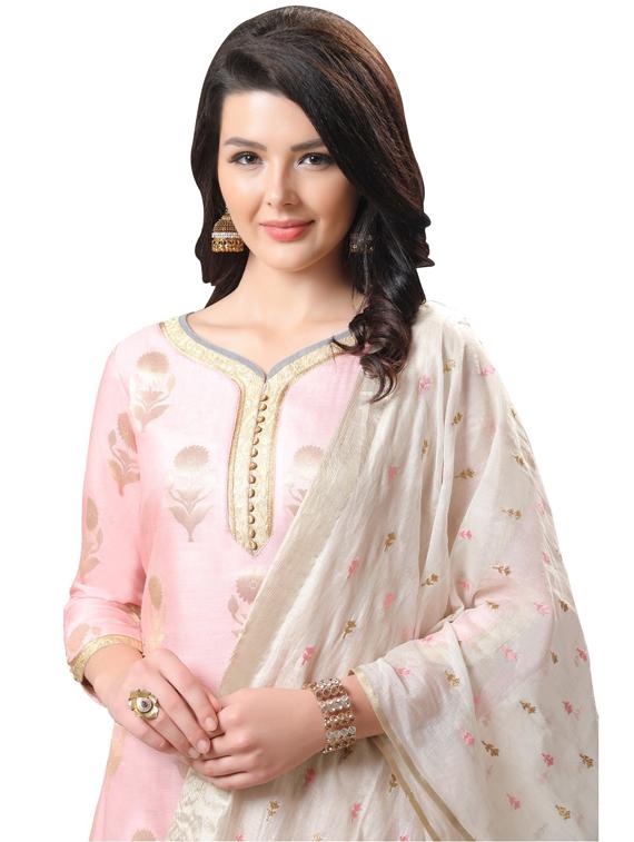 printed semi-stitched suit - 17158305 - Zoom Image - 2