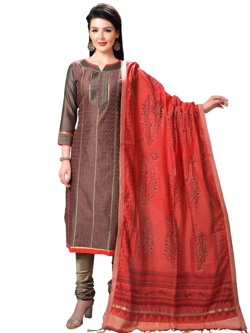 printed semi-stitched suit - 17158307 - Standard Image - 1