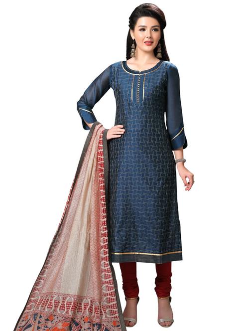 printed semi-stitched suit - 17158308 - Standard Image - 1