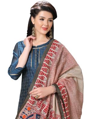 printed semi-stitched suit - 17158308 - Standard Image - 2