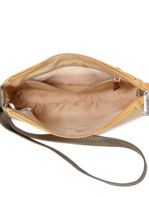 khaki leather regular sling bag - 17159001 - Standard Image - 3