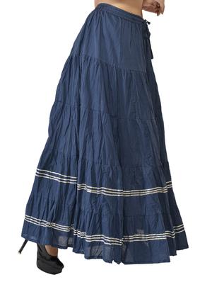 navy blue solid flared skirt - 17159046 - Standard Image - 2