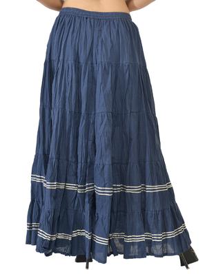 navy blue solid flared skirt - 17159046 - Standard Image - 3