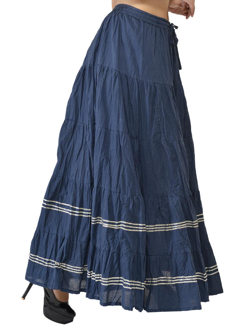 navy blue solid flared skirt - 17159046 - Zoom Image - 2