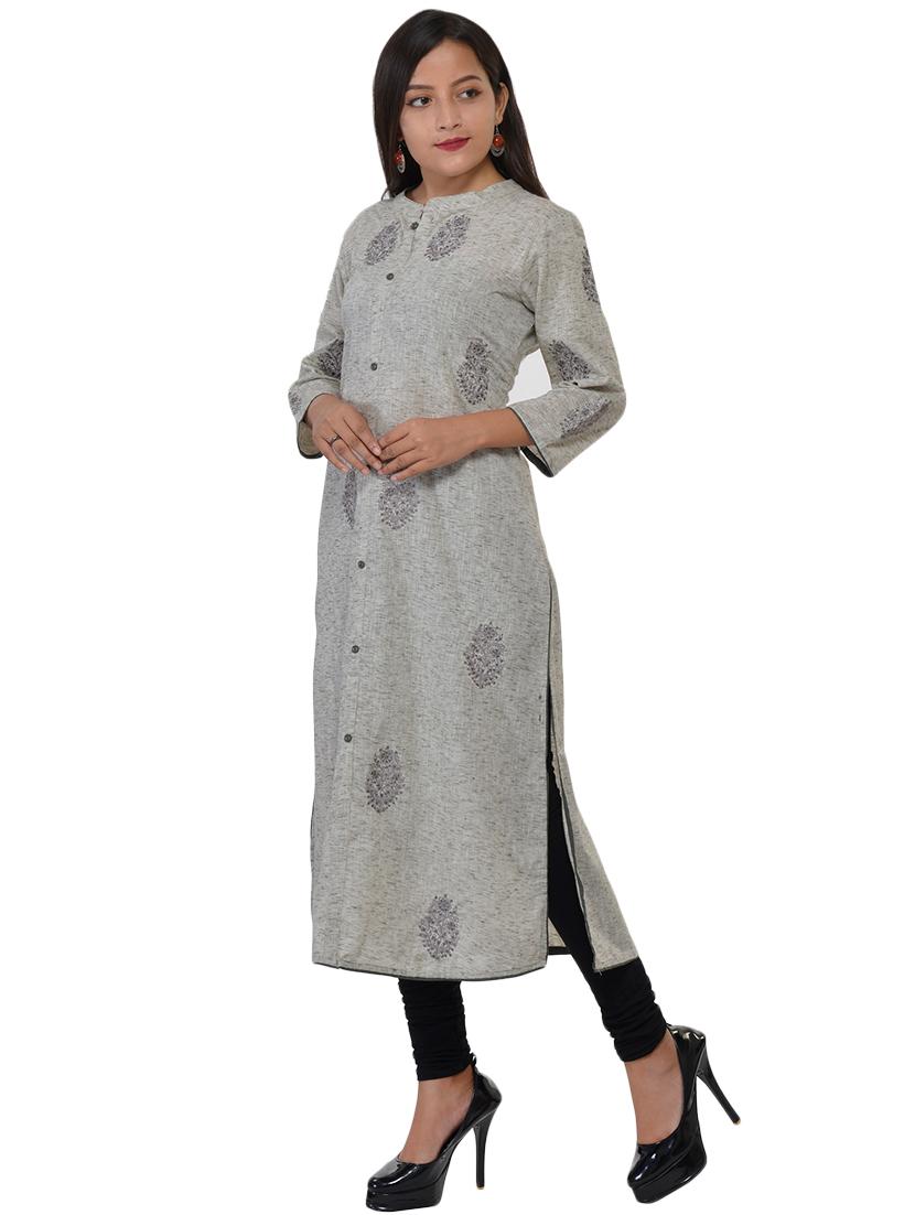 embroidered straight kurta - 17159099 - Zoom Image - 2